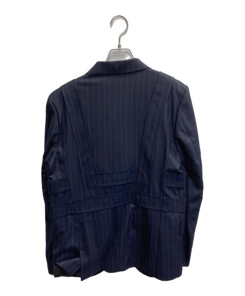 COMME des GARCONS HOMME DEUX（コムデギャルソン オム ドゥ）COMME des GARCONS HOMME DEUX (コムデギャルソン オム ドゥ) AD2019　再構築ストライプテーラードジャケット ネイビー サイズ:Sの古着・服飾アイテム