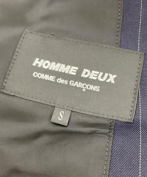 COMME des GARCONS HOMME DEUX（コムデギャルソン オム ドゥ）COMME des GARCONS HOMME DEUX (コムデギャルソン オム ドゥ) AD2019　再構築ストライプテーラードジャケット ネイビー サイズ:Sの古着・服飾アイテム