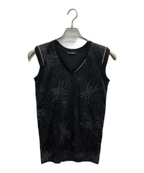 Hysteric Glamour（ヒステリックグラマー）Hysteric Glamour (ヒステリックグラマー) スパイダープリントノースリーブニット ブラック サイズ:Freeの古着・服飾アイテム
