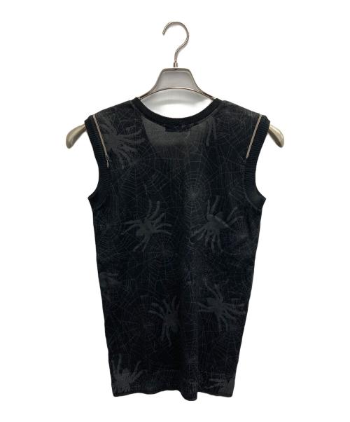 Hysteric Glamour（ヒステリックグラマー）Hysteric Glamour (ヒステリックグラマー) スパイダープリントノースリーブニット ブラック サイズ:Freeの古着・服飾アイテム