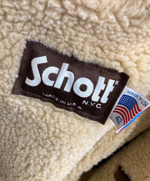 Schott（ショット）Schott (ショット) USA製　スエードレザーボアジャケット ブラウン サイズ:42の古着・服飾アイテム