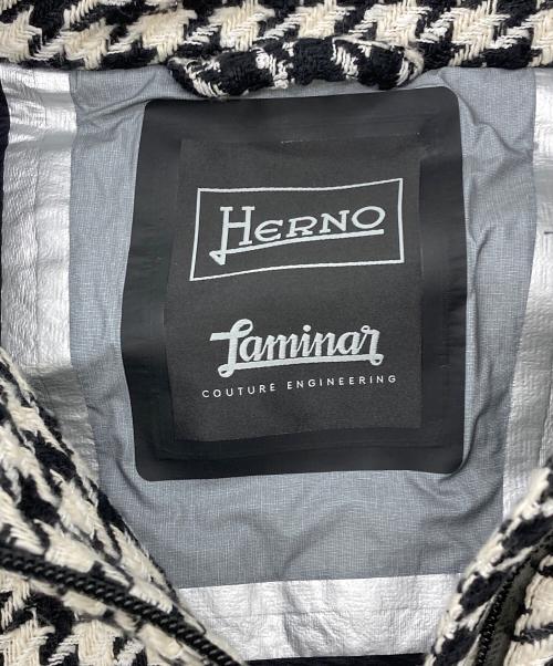 HERNO（ヘルノ）HERNO (ヘルノ) 千鳥格子 フーデットジャケット ホワイト×ブラック サイズ:40の古着・服飾アイテム