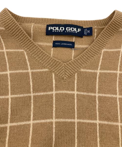 POLO GOLF（ポロ ゴルフ）POLO GOLF (ポロ ゴルフ) Vネックニット ベージュ サイズ:Ｍの古着・服飾アイテム