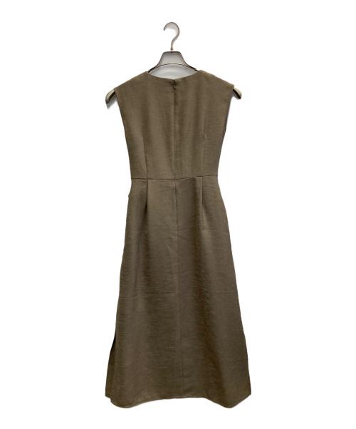 allureville（アルアバイル）allureville (アルアバイル) リネンオックスカシュクールマキシワンピース オリーブ サイズ:1の古着・服飾アイテム