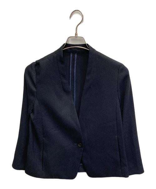 allureville（アルアバイル）allureville (アルアバイル) スラブバスケットノーカラージャケット ネイビー サイズ:1の古着・服飾アイテム