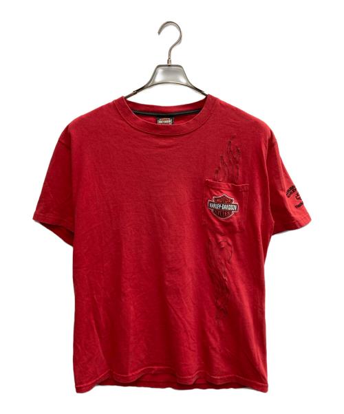 HARLEY-DAVIDSON（ハーレーダビッドソン）HARLEY-DAVIDSON (ハーレーダビッドソン) 刺繍Tシャツ レッド サイズ:Lの古着・服飾アイテム