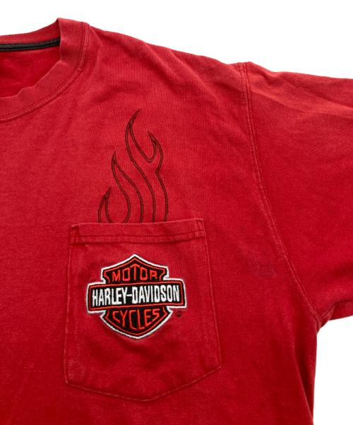 HARLEY-DAVIDSON（ハーレーダビッドソン）HARLEY-DAVIDSON (ハーレーダビッドソン) 刺繍Tシャツ レッド サイズ:Lの古着・服飾アイテム