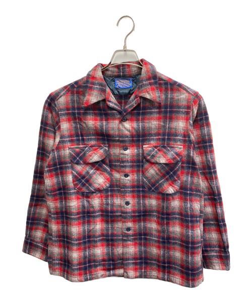 PENDLETON（ペンドルトン）PENDLETON (ペンドルトン) 70’s ウールチェックボードシャツ レッド×グレー サイズ:Lの古着・服飾アイテム