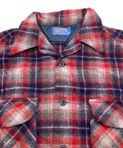PENDLETON（ペンドルトン）PENDLETON (ペンドルトン) 70’s ウールチェックボードシャツ レッド×グレー サイズ:Lの古着・服飾アイテム