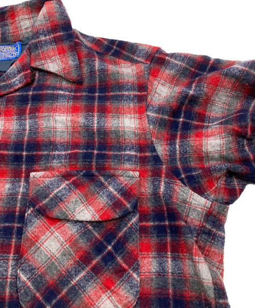 PENDLETON（ペンドルトン）PENDLETON (ペンドルトン) 70’s ウールチェックボードシャツ レッド×グレー サイズ:Lの古着・服飾アイテム