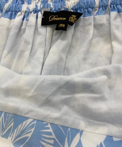 DRAWER（ドゥロワー）Drawer (ドゥロワー) フラワープリントギャザースカート ブルー×ホワイト サイズ:Mの古着・服飾アイテム