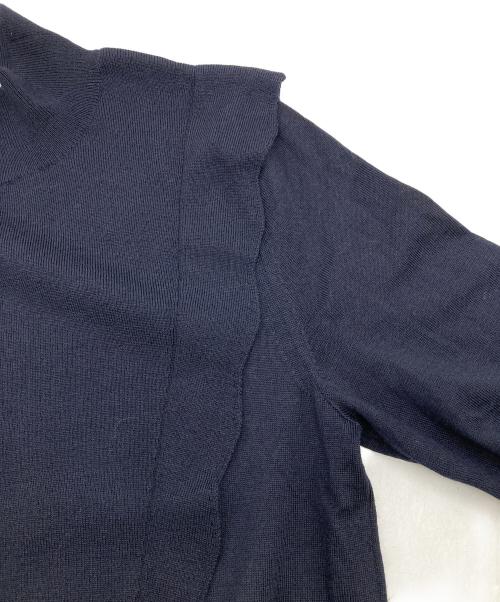 ANAYI（アナイ）ANAYI (アナイ) メリノウールサイドスカラッププルオーバー ニット ネイビー サイズ:Mの古着・服飾アイテム