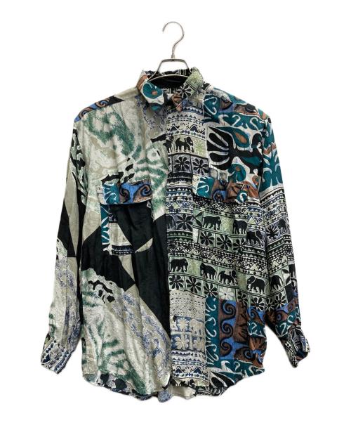 GOOUCH（グーチ）GOOUCH (グーチ) 90's 総柄シルクシャツ グリーン サイズ:Sの古着・服飾アイテム
