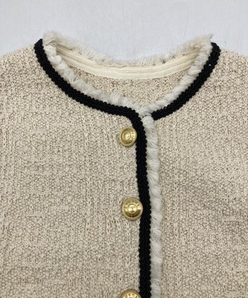 anuans（アニュアンス）anuans (アニュアンス) クラシカルノーカラーニットジャケット ライトベージュ サイズ:1の古着・服飾アイテム