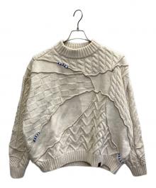 ZARA×ADER error（ザラ×アーダーエラー）の古着「パッチワーク ケーブルニット」｜アイボリー
