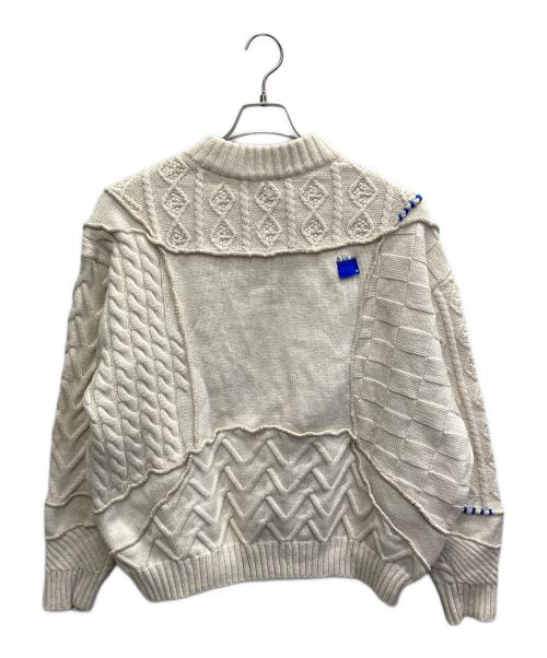 ZARA（ザラ）ZARA (ザラ) ADER error (アーダーエラー) パッチワーク ケーブルニット アイボリー サイズ:S-Mの古着・服飾アイテム