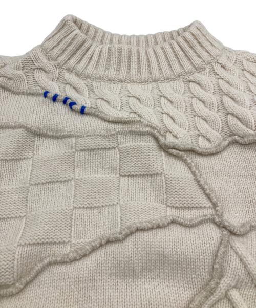 ZARA（ザラ）ZARA (ザラ) ADER error (アーダーエラー) パッチワーク ケーブルニット アイボリー サイズ:S-Mの古着・服飾アイテム