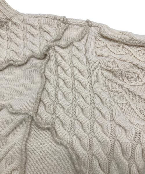 ZARA（ザラ）ZARA (ザラ) ADER error (アーダーエラー) パッチワーク ケーブルニット アイボリー サイズ:S-Mの古着・服飾アイテム