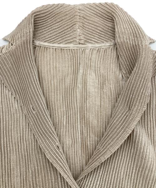 SPECCHIO（スペッチオ）SPECCHIO (スペッチオ) シャトルプリーツ オープンカラートップス / 9分袖 ベージュ サイズ:Lの古着・服飾アイテム