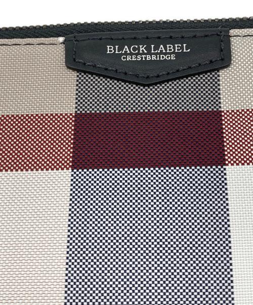 BLACK LABEL CRESTBRIDGE（ブラックレーベル クレストブリッジ）BLACK LABEL CRESTBRIDGE (ブラックレーベル クレストブリッジ) パーシャルクレストブリッジチェックサコッシュクラッチバッグ ホワイト×ベージュの古着・服飾アイテム