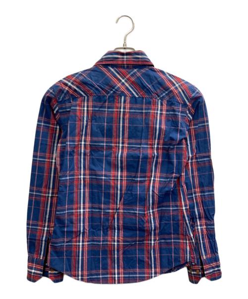 Vivienne Westwood man（ヴィヴィアン ウェストウッド マン）Vivienne Westwood man (ヴィヴィアン ウェストウッド マン) オーブ刺繍チェックシャツ ブルー×レッド サイズ:44の古着・服飾アイテム