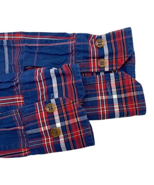 Vivienne Westwood man（ヴィヴィアン ウェストウッド マン）Vivienne Westwood man (ヴィヴィアン ウェストウッド マン) オーブ刺繍チェックシャツ ブルー×レッド サイズ:44の古着・服飾アイテム