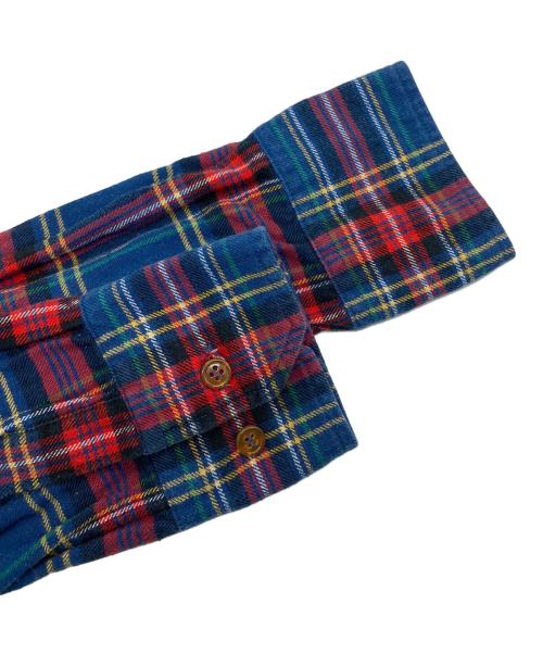 Vivienne Westwood（ヴィヴィアンウエストウッド）Vivienne Westwood (ヴィヴィアンウエストウッド) オーブ刺繍ネルチェックシャツ ブルー×レッド サイズ:44の古着・服飾アイテム