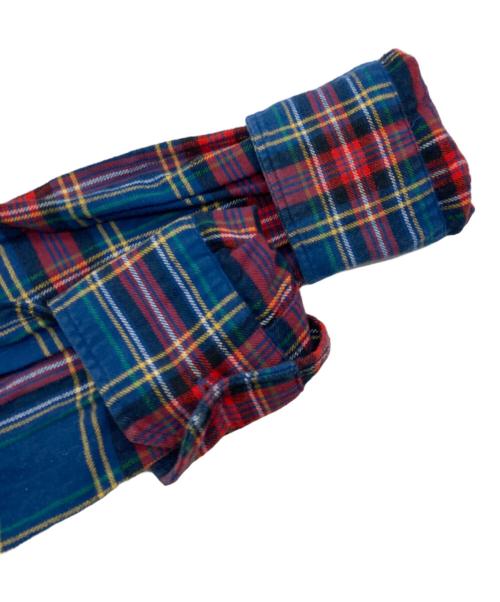 Vivienne Westwood（ヴィヴィアンウエストウッド）Vivienne Westwood (ヴィヴィアンウエストウッド) オーブ刺繍ネルチェックシャツ ブルー×レッド サイズ:44の古着・服飾アイテム