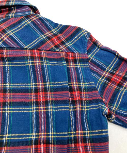 Vivienne Westwood（ヴィヴィアンウエストウッド）Vivienne Westwood (ヴィヴィアンウエストウッド) オーブ刺繍ネルチェックシャツ ブルー×レッド サイズ:44の古着・服飾アイテム