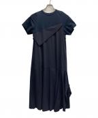 ENFOLDエンフォルド）の古着「CUT LAYERED DRESS」｜ネイビー