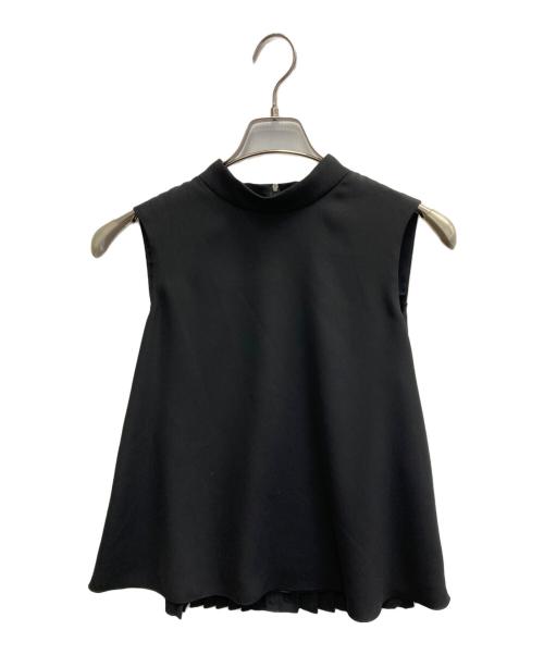 FOXEY NEWYORK（フォクシーニューヨーク）FOXEY NEWYORK (フォクシーニューヨーク) シックプリーツノースリーブブラウス ブラック サイズ:38の古着・服飾アイテム