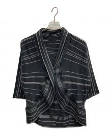 ISSEY MIYAKE（イッセイミヤケ）の古着「ストライプニットジャケット」｜ブラック