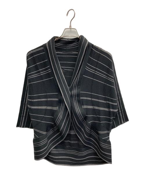 ISSEY MIYAKE（イッセイミヤケ）ISSEY MIYAKE (イッセイミヤケ) ストライプニットジャケット ブラック サイズ:2の古着・服飾アイテム