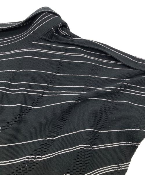 ISSEY MIYAKE（イッセイミヤケ）ISSEY MIYAKE (イッセイミヤケ) ストライプニットジャケット ブラック サイズ:2の古着・服飾アイテム