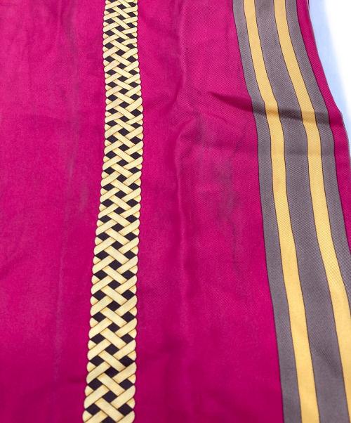 GUCCI（グッチ）GUCCI (グッチ) リバーシブルシルクスカーフ ピンク×ブラウン サイズ:167㎝の古着・服飾アイテム