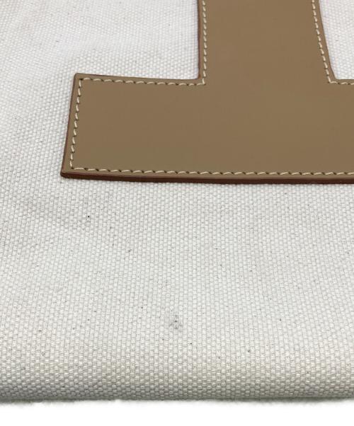 LACUCCI（イアクッチ）LACUCCI (イアクッチ) キャンパス2WAYショルダーバッグ ホワイト×ブラウンの古着・服飾アイテム