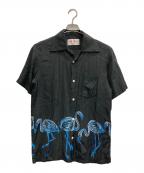 Aloha Blossomアロハブロッサム）の古着「レーヨンオープンカラーシャツ」｜ブラック