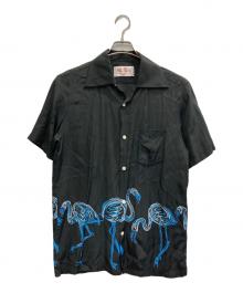 Aloha Blossom（アロハブロッサム）の古着「レーヨンオープンカラーシャツ」｜ブラック