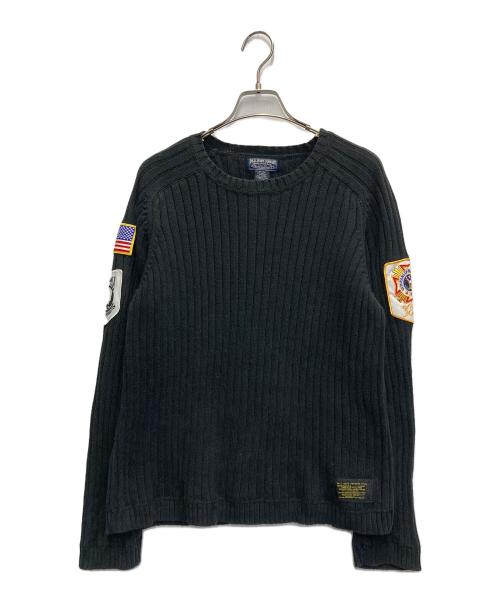 POLO JEANS（ポロジーンズ）POLO JEANS (ポロジーンズ) ワッペンリブニット ブラック サイズ:Mの古着・服飾アイテム