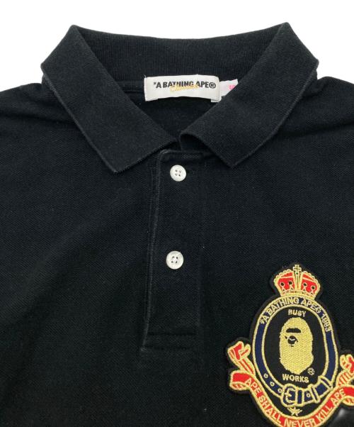 A BATHING APE（アベイシングエイプ）A BATHING APE (アベイシングエイプ) ワッペンポロシャツ ブラック サイズ:Sの古着・服飾アイテム