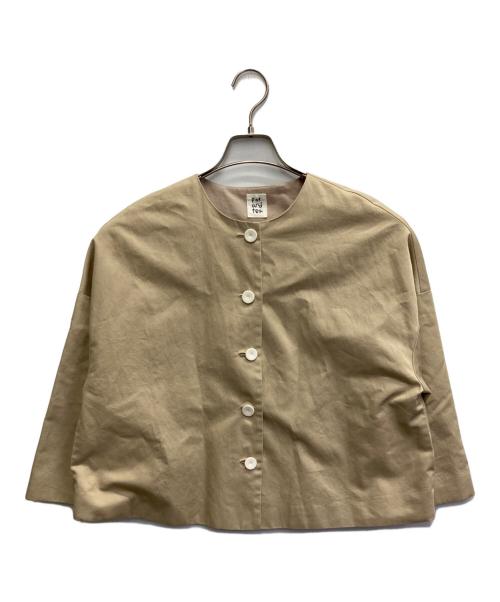 pot and tea（ポットアンドティー）POT AND TEA (ポットアンドティー) ノーカラーリネン混ジャケット ベージュ サイズ:FREEの古着・服飾アイテム