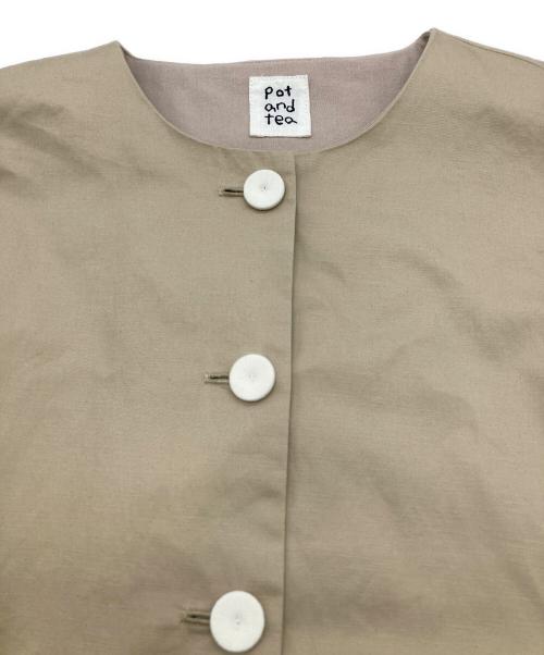 pot and tea（ポットアンドティー）POT AND TEA (ポットアンドティー) ノーカラーリネン混ジャケット ベージュ サイズ:FREEの古着・服飾アイテム