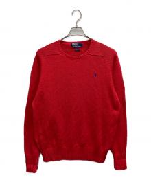 POLO RALPH LAUREN（ポロ・ラルフローレン）の古着「ポニーロゴコットンニット」｜レッド