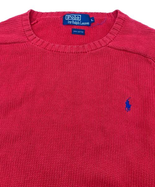 POLO RALPH LAUREN（ポロ・ラルフローレン）POLO RALPH LAUREN (ポロ・ラルフローレン) ポニーロゴコットンニット レッド サイズ:Lの古着・服飾アイテム