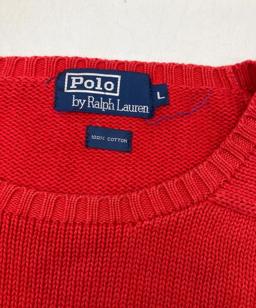 POLO RALPH LAUREN（ポロ・ラルフローレン）POLO RALPH LAUREN (ポロ・ラルフローレン) ポニーロゴコットンニット レッド サイズ:Lの古着・服飾アイテム