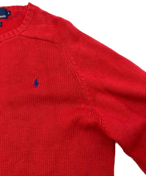 POLO RALPH LAUREN（ポロ・ラルフローレン）POLO RALPH LAUREN (ポロ・ラルフローレン) ポニーロゴコットンニット レッド サイズ:Lの古着・服飾アイテム