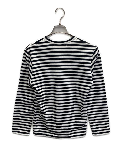 PLAY COMME des GARCONS（プレイコムデギャルソン）PLAY COMME des GARCONS (プレイコムデギャルソン) AD2024 Border Long Sleeve T-Shirt With Red Emblem ホワイト×ブラック サイズ:XSの古着・服飾アイテム