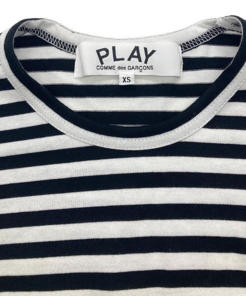 PLAY COMME des GARCONS（プレイコムデギャルソン）PLAY COMME des GARCONS (プレイコムデギャルソン) AD2024 Border Long Sleeve T-Shirt With Red Emblem ホワイト×ブラック サイズ:XSの古着・服飾アイテム