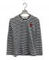 PLAY COMME des GARCONS（プレイコムデギャルソン）の古着「AD2024 Border Long Sleeve T-Shirt With Red Emblem」｜ホワイト×ブラック