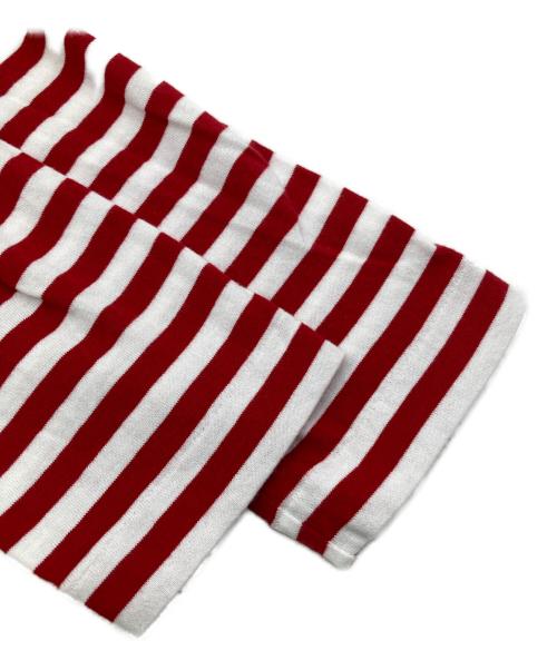 PLAY COMME des GARCONS（プレイコムデギャルソン）PLAY COMME des GARCONS (プレイコムデギャルソン) AD2023 Border Long Sleeve T-Shirt With Red Emblem レッド×ホワイト サイズ:XSの古着・服飾アイテム